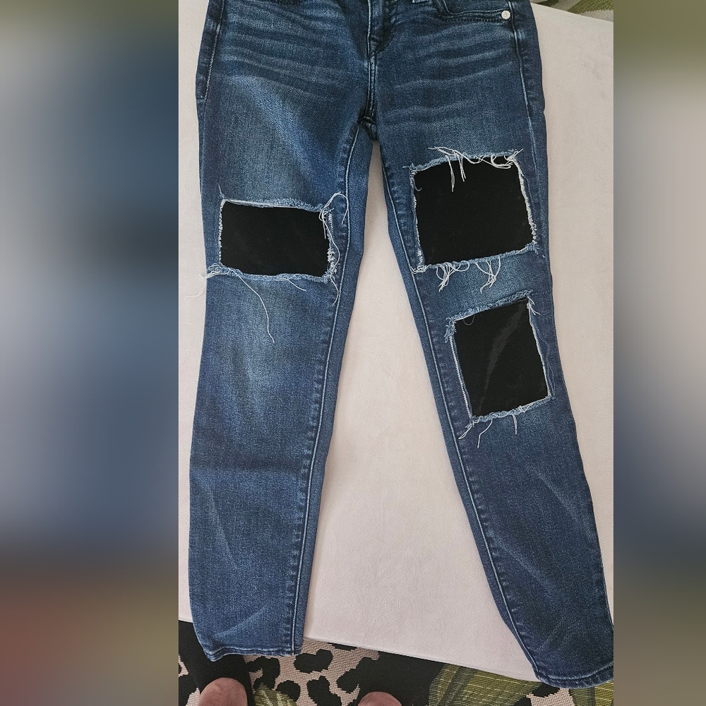 True Religion Women's Blue Distressed Jeans